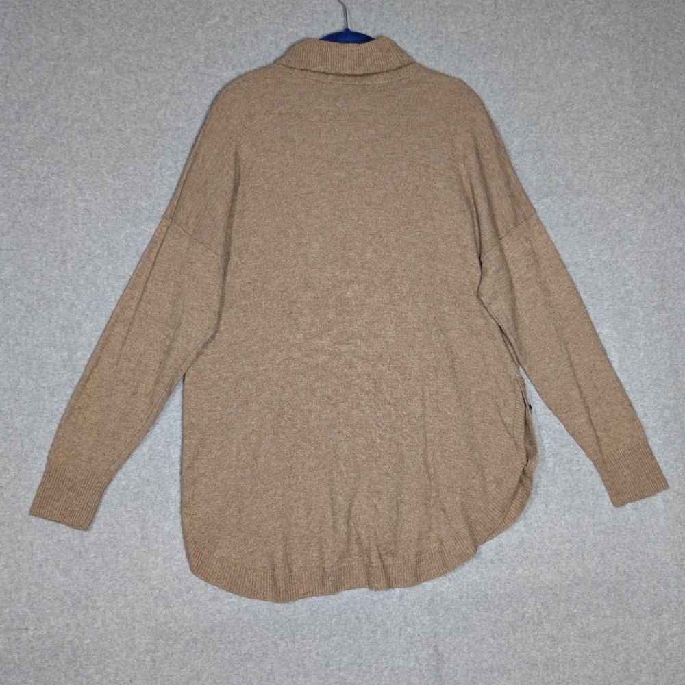 Madewell Turtleneck Sweater Womens XL Tan‎ Side Button Minimalist Cozy Earthy - Picture 2 of 8